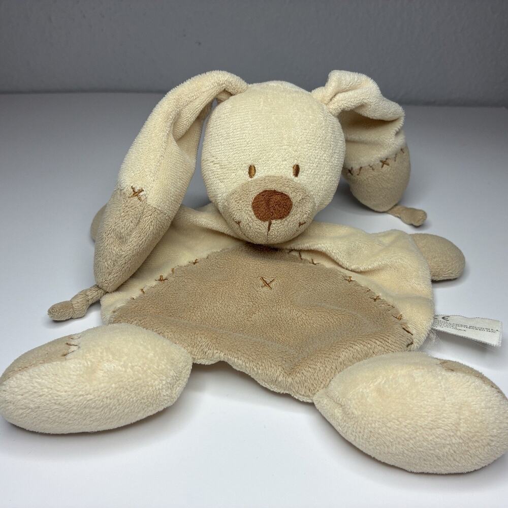 Nicotoy Bunny Lovey Brown Tan Beige 8” Baby Security Blanket Rabbit
